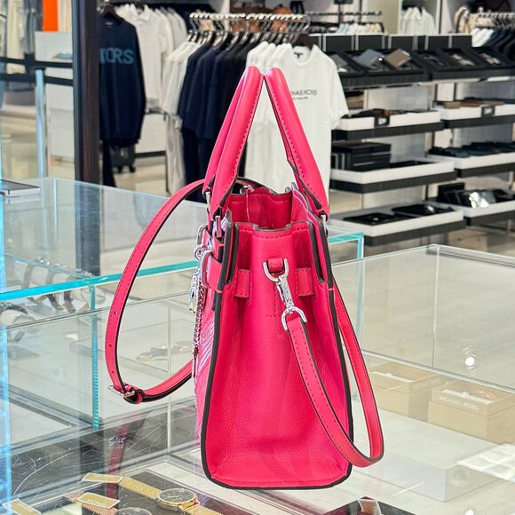 Michael Kors Hamilton Small Satchel Shoulder Bag MK Electric Pink Multi Exotic - Picture 6 of 15